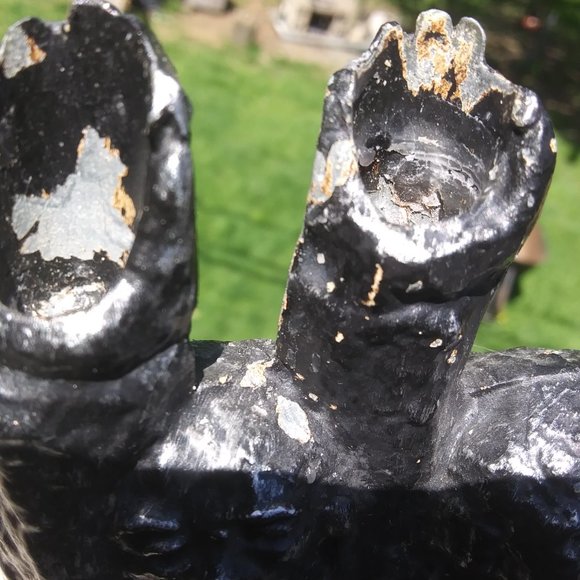 Vintage Brutalist Menorah hanukiah Ellen Lord Maccabees Cast Metal FLAWS - Picture 15 of 16